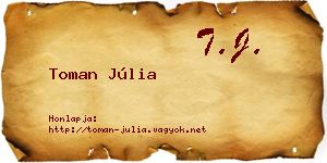Toman Júlia névjegykártya